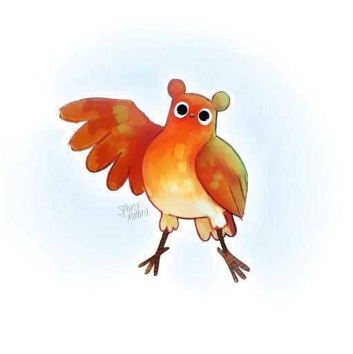 Digital painting of Robin with her wing stretched out